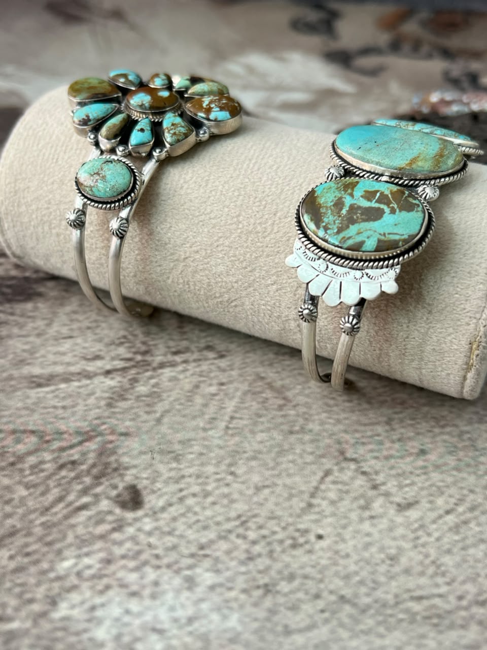 Handmade Sterling Silver Number 8 Turquoise Cuff Bracelet Signed Nizhoni