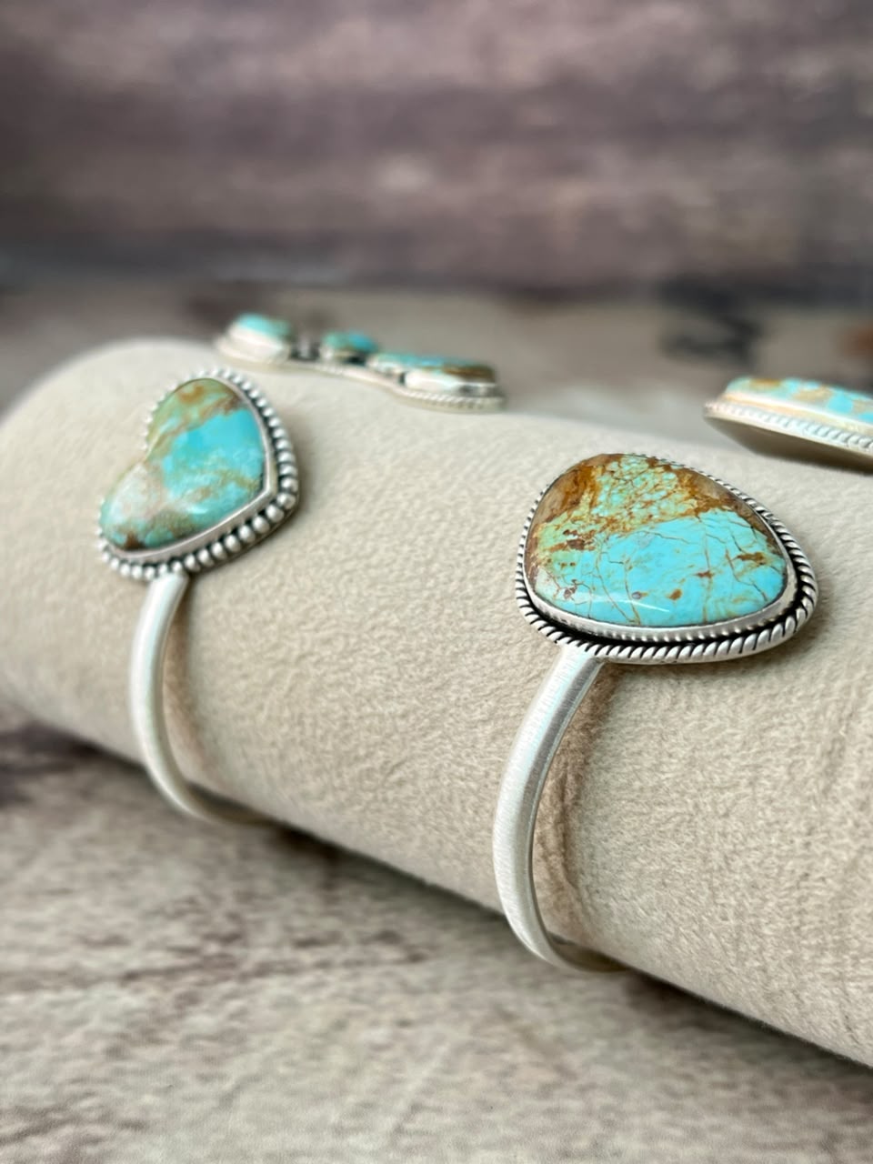 Handmade Sterling Silver Number 8 Turquoise Cuff Bracelet Signed Nizhoni