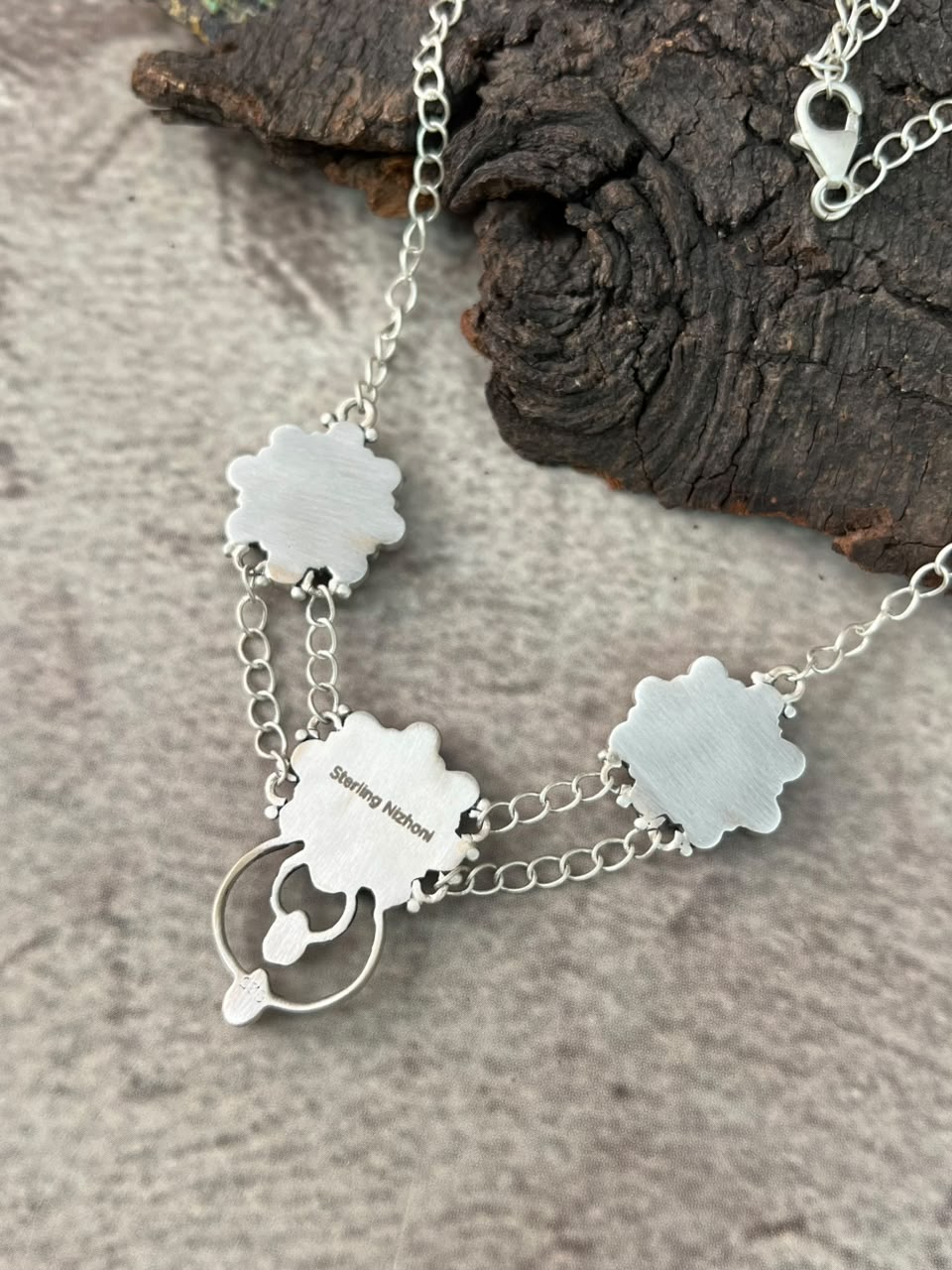 Handmade Sterling Silver Cotton Candy Necklace Signed Nizhoni