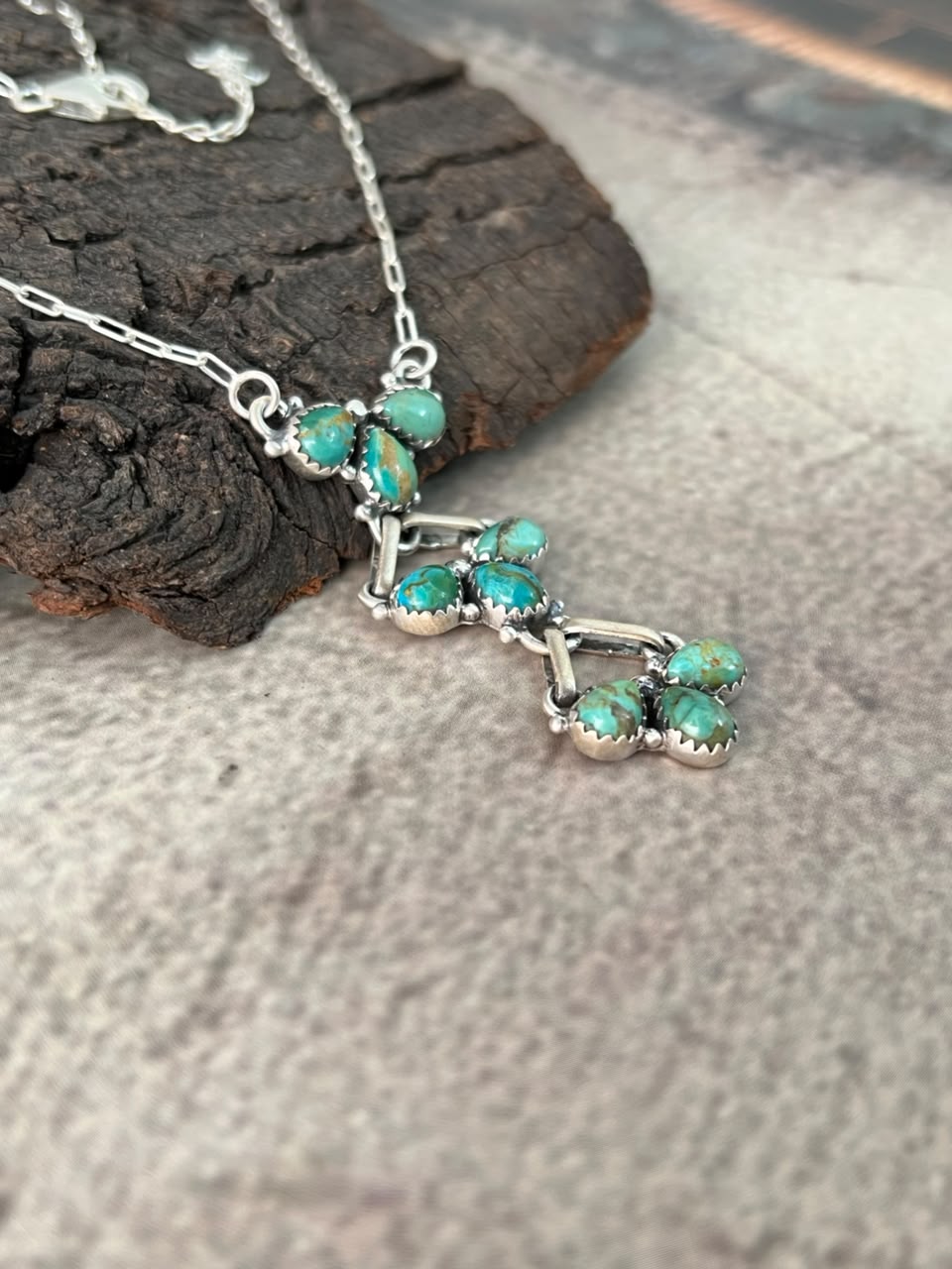 Handmade Sterling Silver Kingman Turquoise Necklace Signed Nizhoni