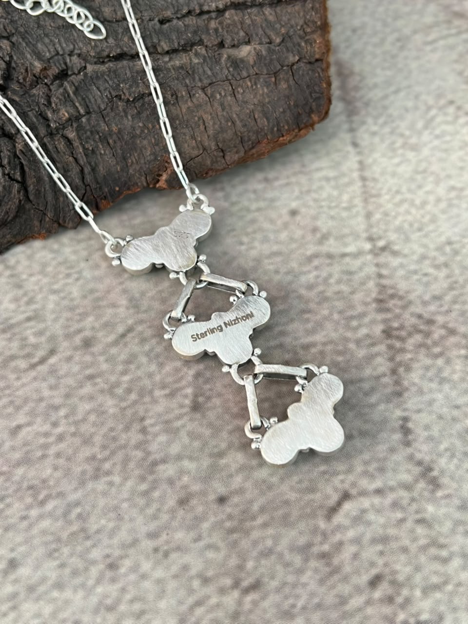Handmade Sterling Silver Kingman Turquoise Necklace Signed Nizhoni