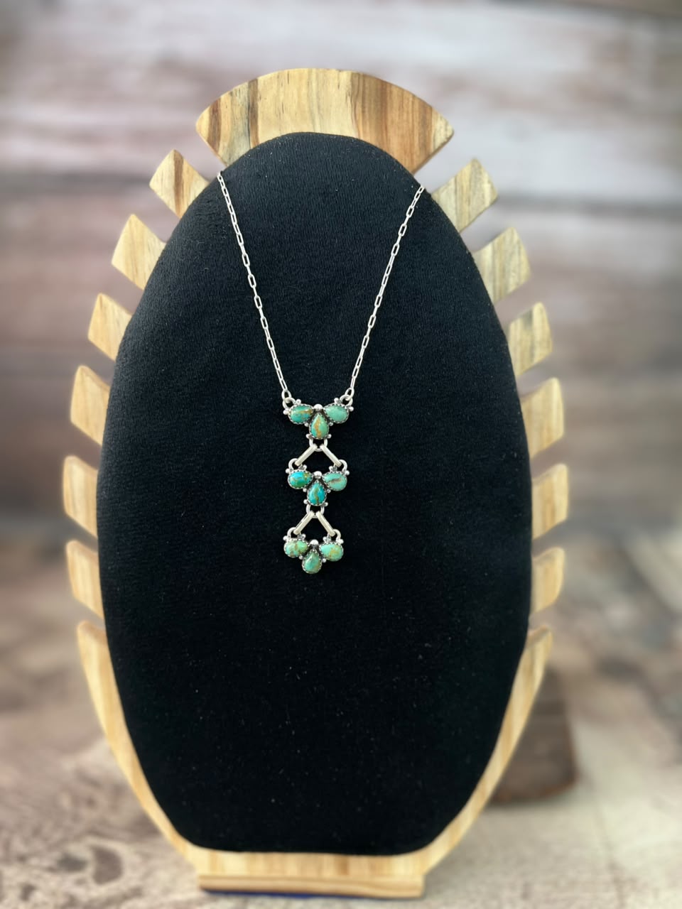 Handmade Sterling Silver Kingman Turquoise Necklace Signed Nizhoni