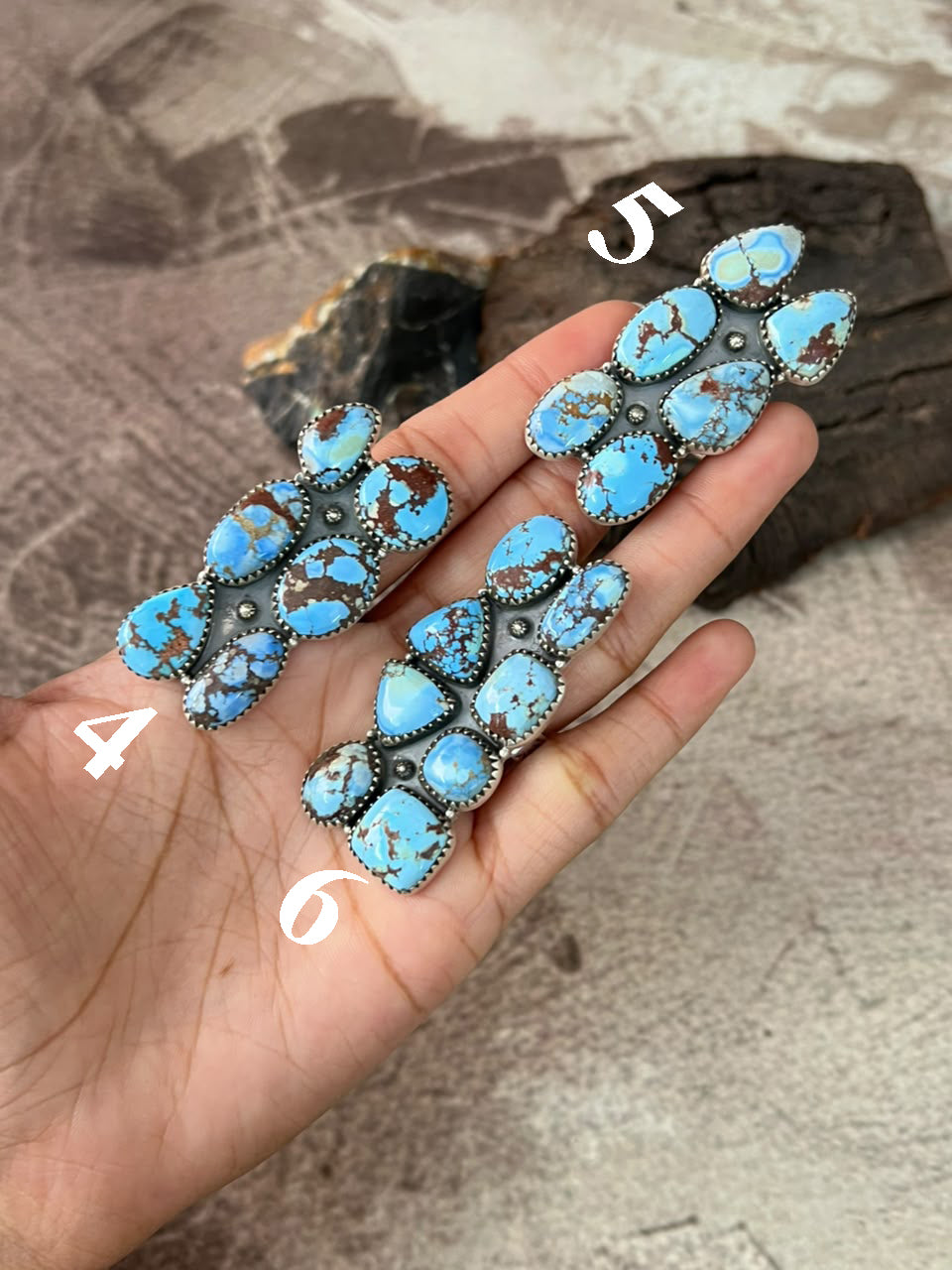 Handmade Sterling Silver Golden Hills Turquoise and Number 8 Turquoise Adjustable Ring Signed Nizhoni