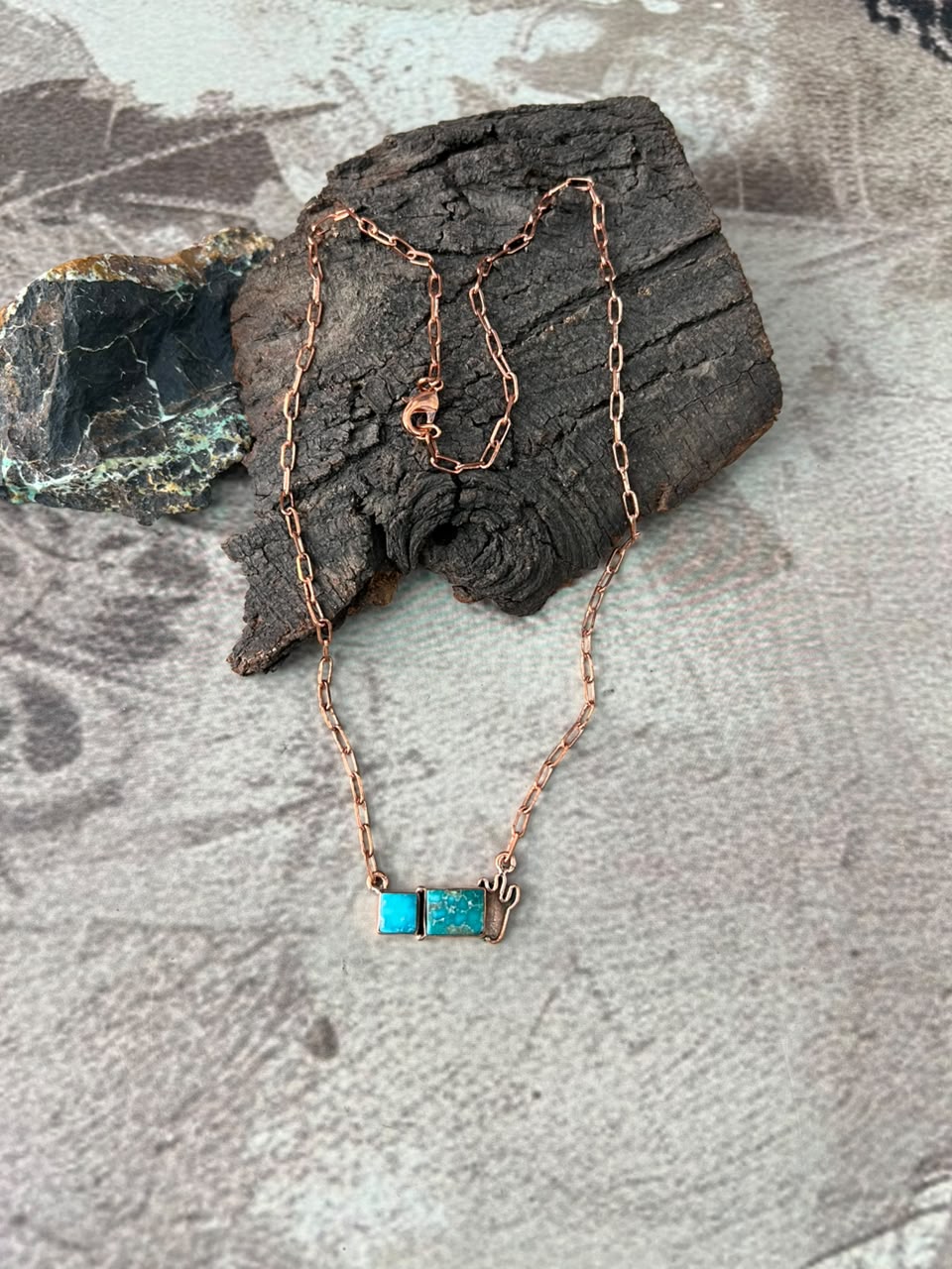 Handmade White Water Turquoise Copper Collection: Necklace Signed Nizhoni