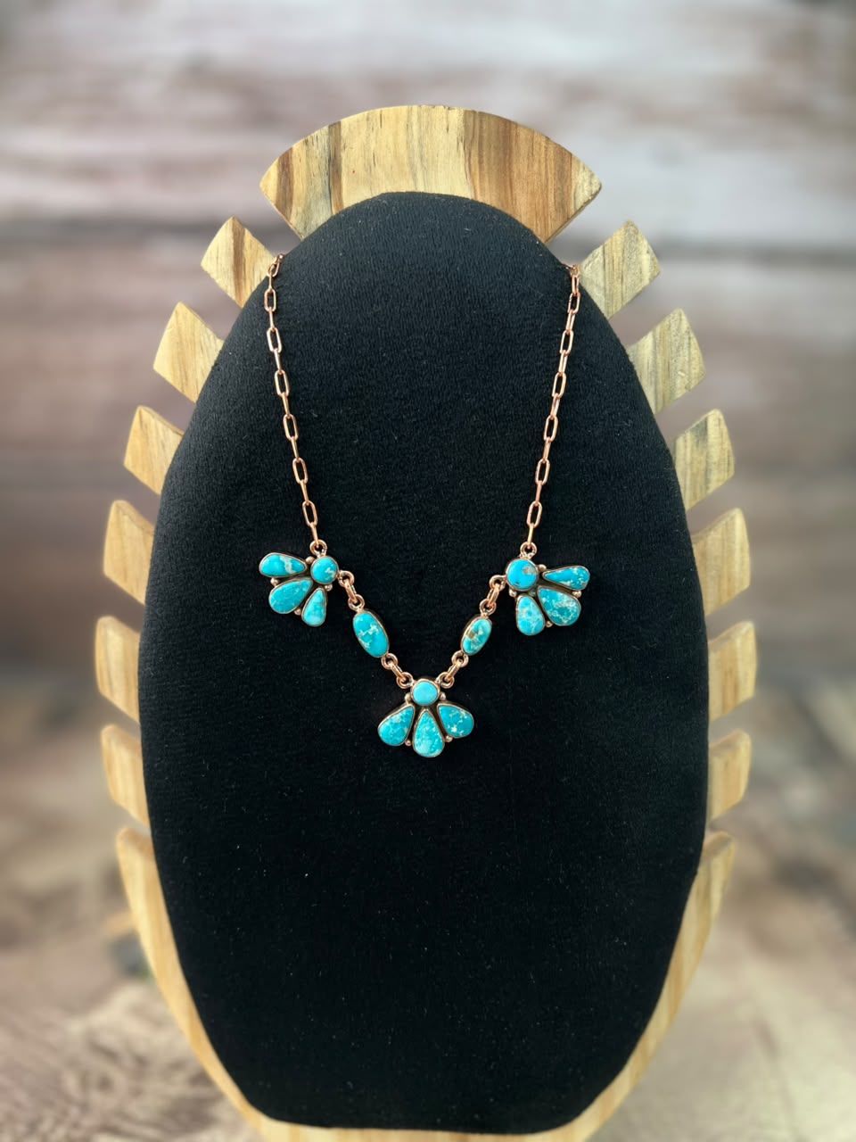 Handmade White Water Turquoise Copper Collection: Necklace Signed Nizhoni