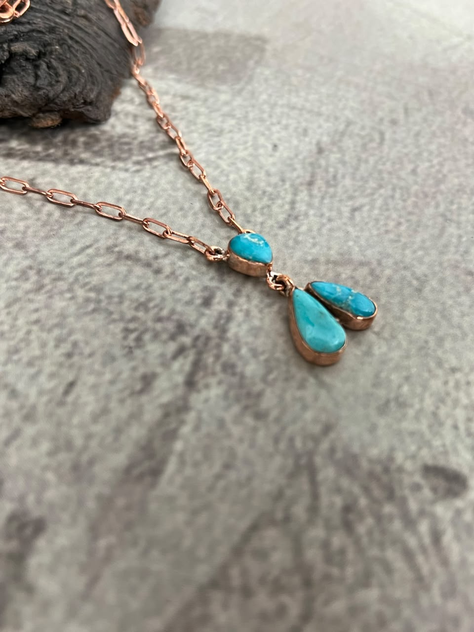 Handmade White Water Turquoise Copper Collection: Necklace Signed Nizhoni