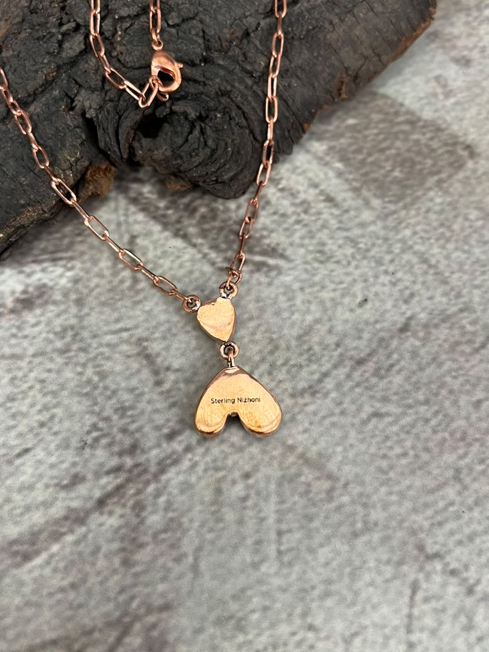 Handmade White Water Turquoise Copper Collection: Necklace Signed Nizhoni