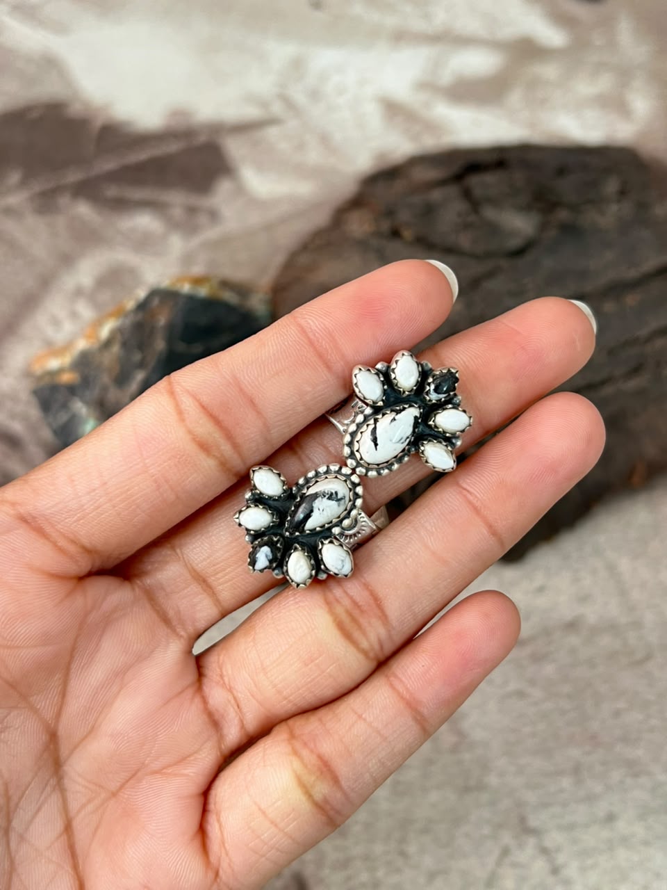 Handmade Sterling Silver White Buffalo Adjustable Ring Signed Nizhoni