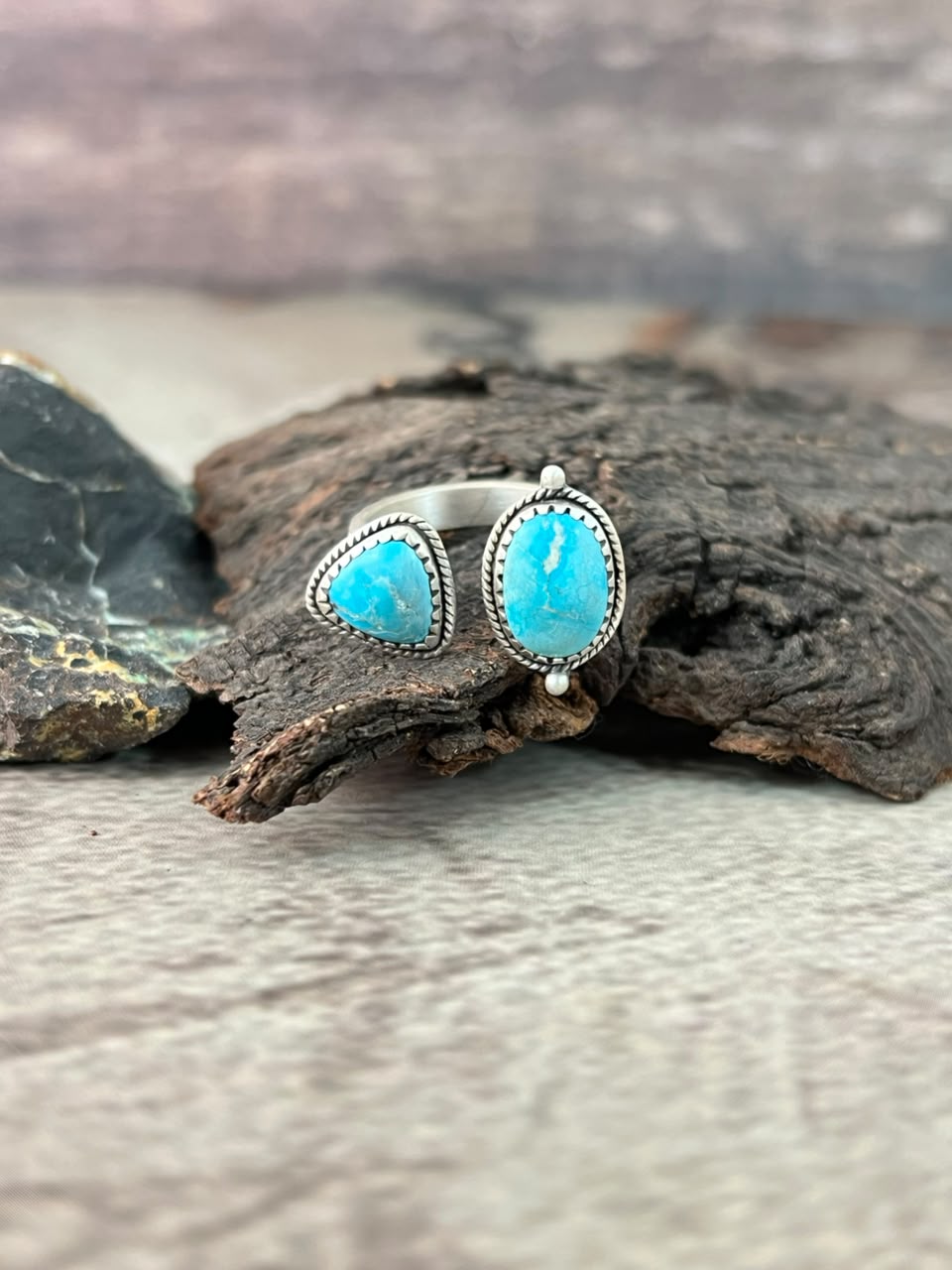 Handmade Sterling Silver Sierra Bella Turquoise Adjustable Ring Signed Nizhoni