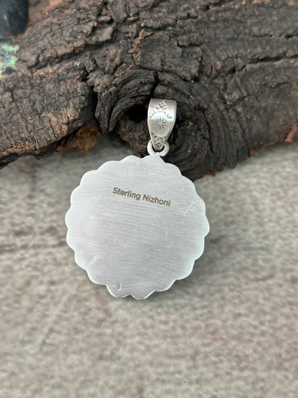 Handmade Sterling Silver Kingman Turquoise Pendant Signed Nizhoni