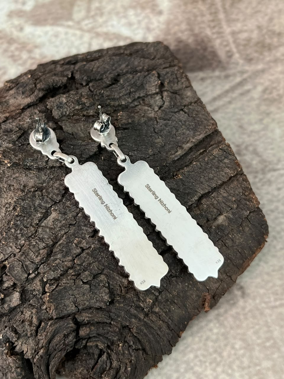Handmade Sterling Silver Cotton Candy Post Dangle Earrings Signed Nizhoni