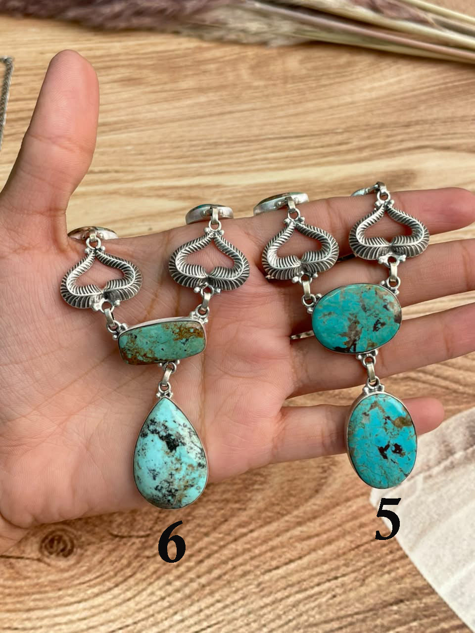 Handmade Sterling Silver Manassa Turquoise Necklace Signed Nizhoni