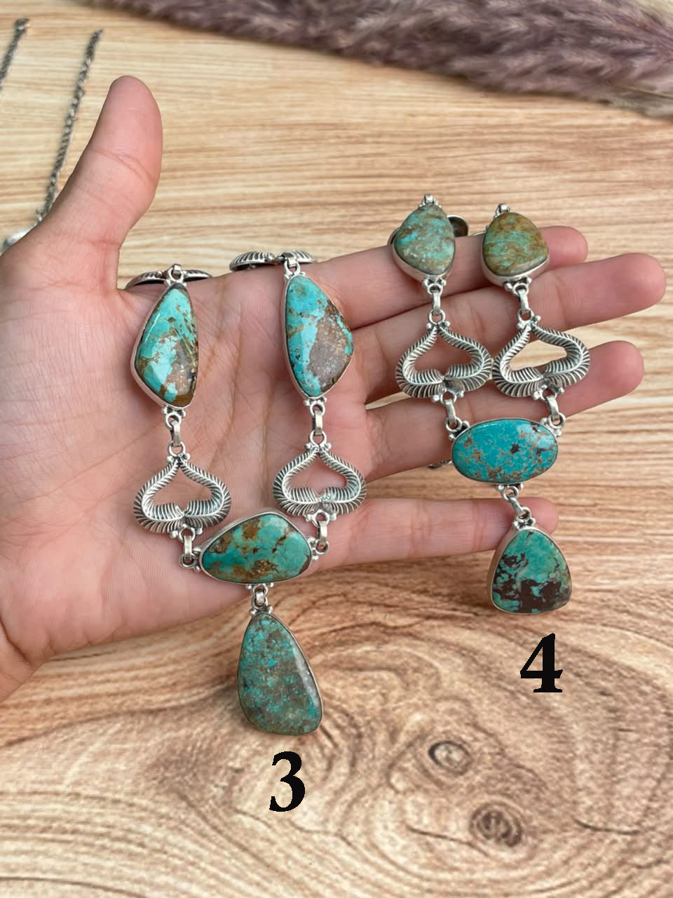 Handmade Sterling Silver Manassa Turquoise Necklace Signed Nizhoni