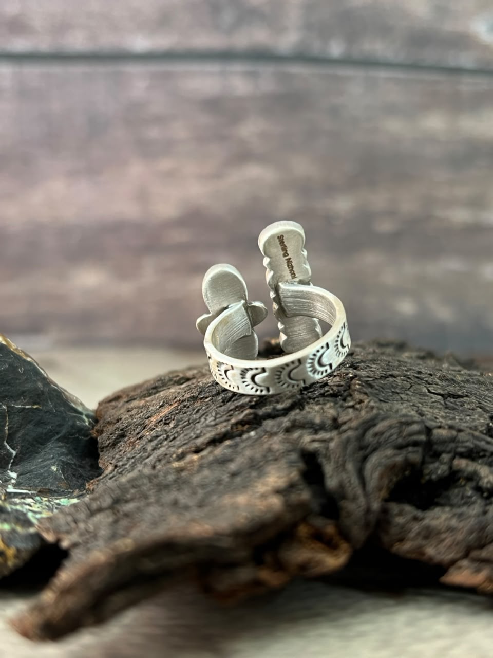 Handmade Sterling Silver White Buffalo Adjustable Ring Signed Nizhoni