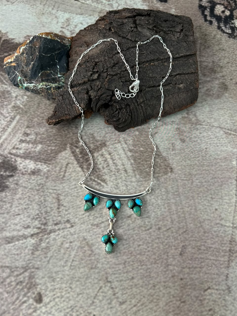 Handmade Sterling Silver Kingman Turquoise Necklace Signed Nizhoni