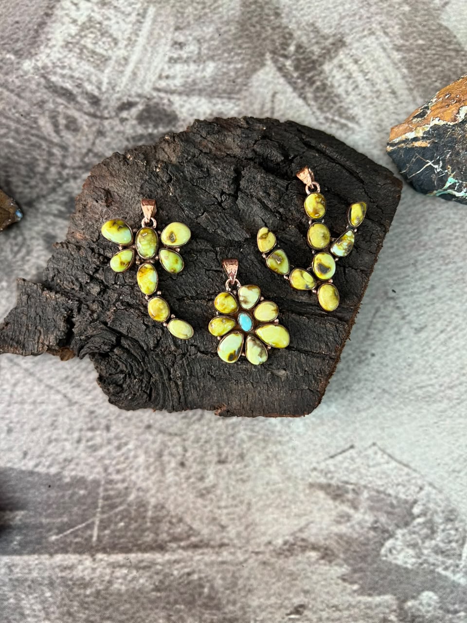 Handmade Palomino with White Water Turquoise Copper Collection: Pendant Signed Nizhoni