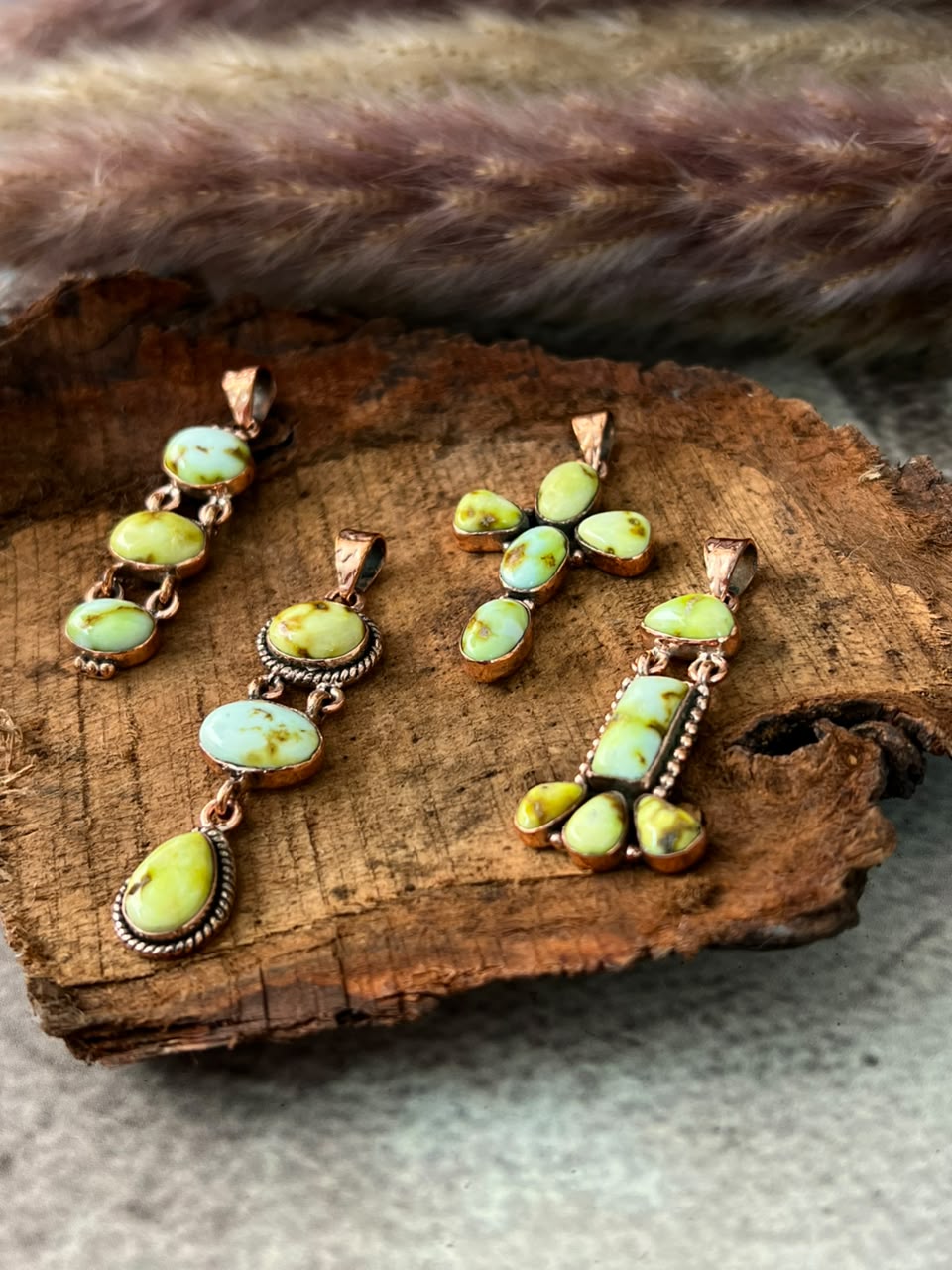 Handmade Palomino Turquoise Copper Collection: Pendant Signed Nizhoni