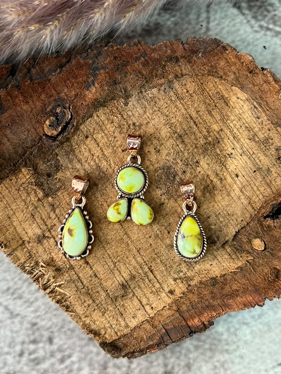 Handmade Palomino Turquoise Copper Collection: Pendant Signed Nizhoni