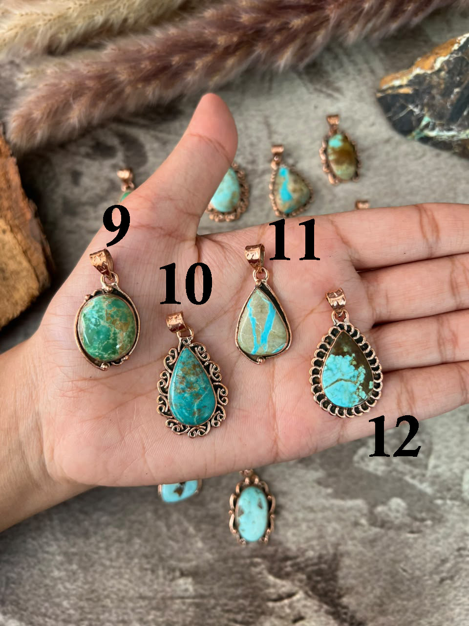 Handmade Royston Turquoise Copper Collection: Pendant Signed Nizhoni