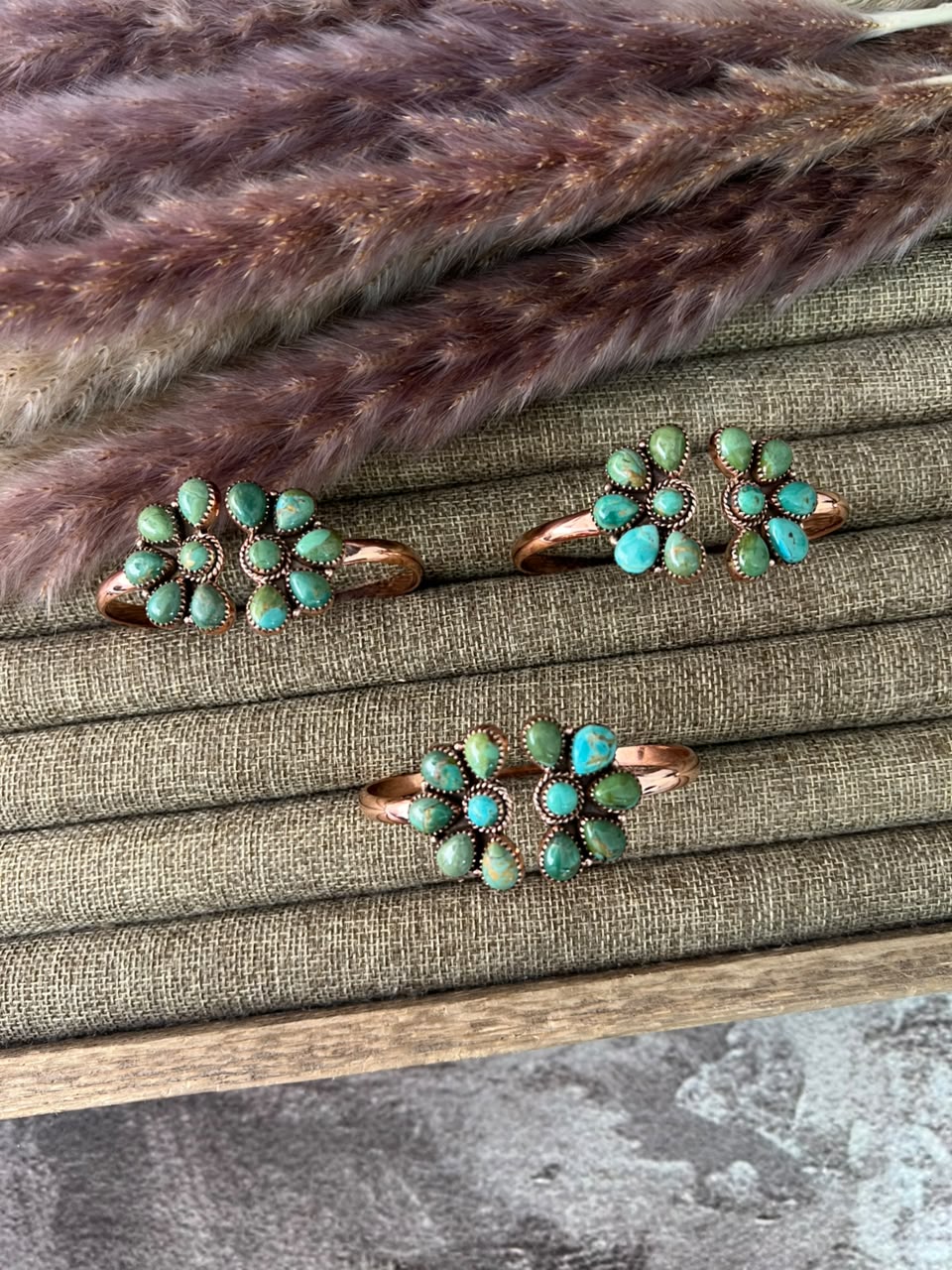 Handmade Kingman Turquoise Copper Collection: Cuff Bracelet Signed Nizhoni
