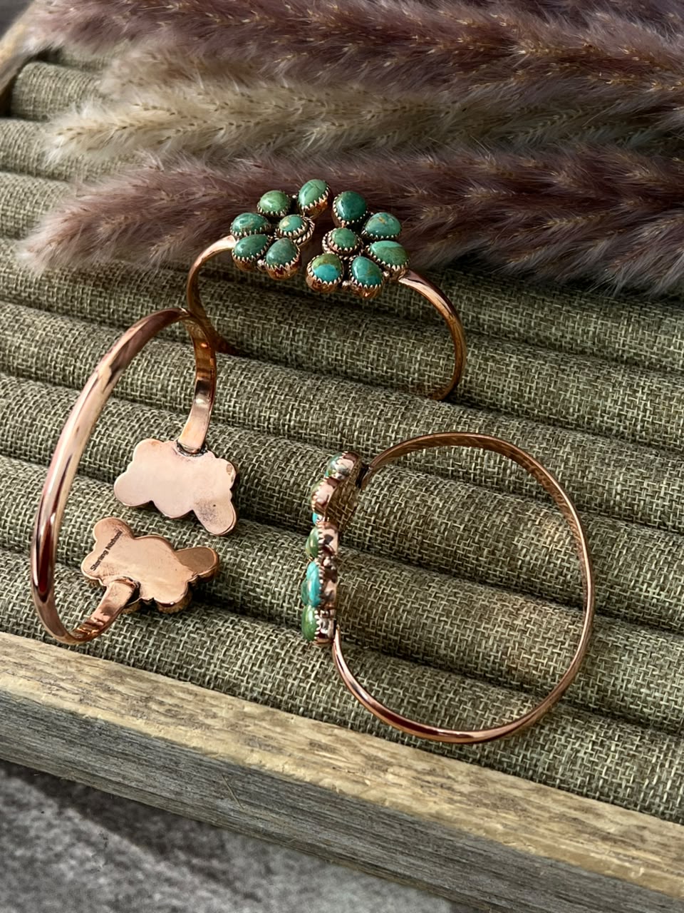Handmade Kingman Turquoise Copper Collection: Cuff Bracelet Signed Nizhoni