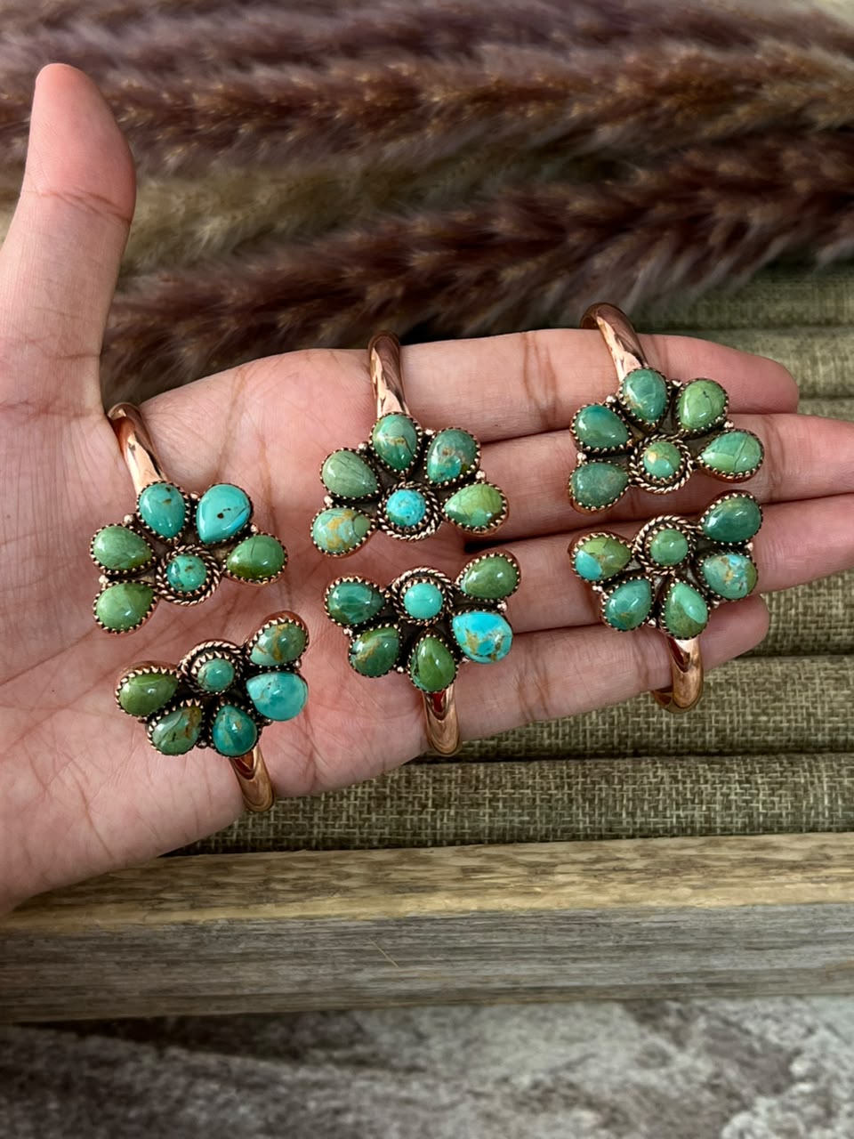 Handmade Kingman Turquoise Copper Collection: Cuff Bracelet Signed Nizhoni