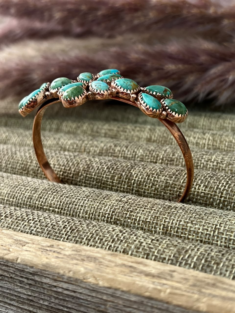 Handmade Kingman Turquoise Copper Collection: Cuff Bracelet Signed Nizhoni