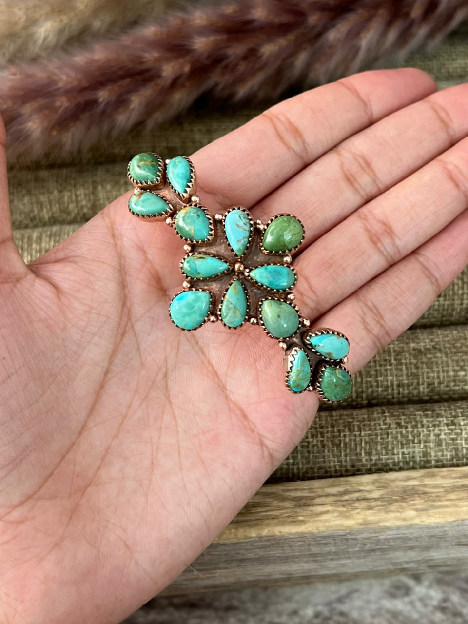 Handmade Kingman Turquoise Copper Collection: Cuff Bracelet Signed Nizhoni