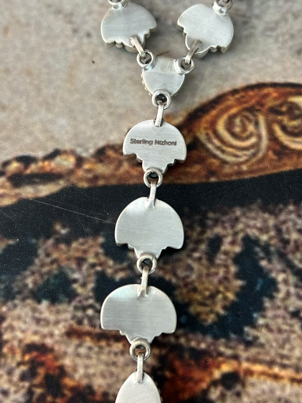 Handmade Sterling Silver Emerald Valley Turquoise Collection: Necklace Signed Nizhoni