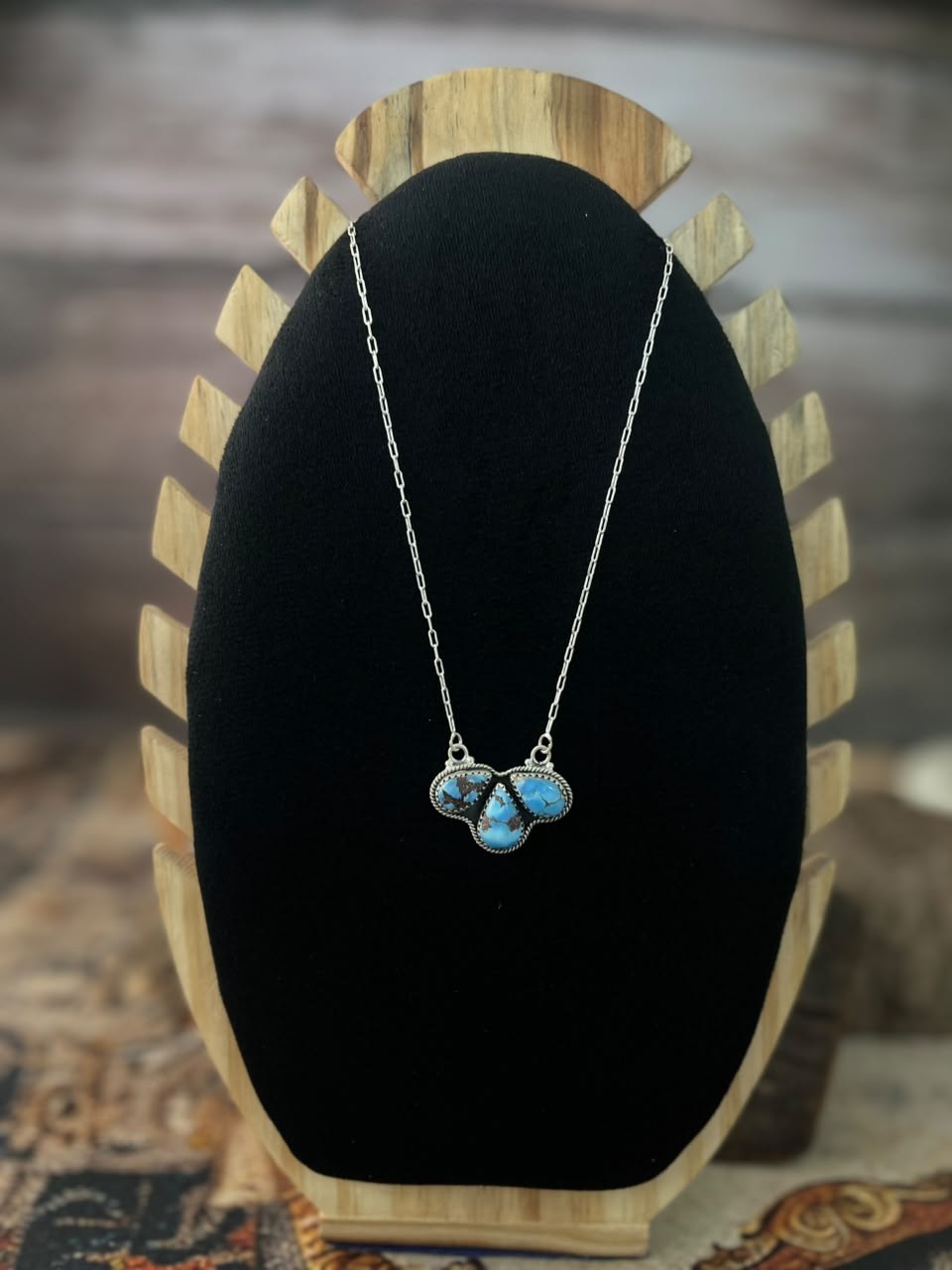 Handmade Sterling Silver Golden Hills Turquoise Necklace Signed Nizhoni