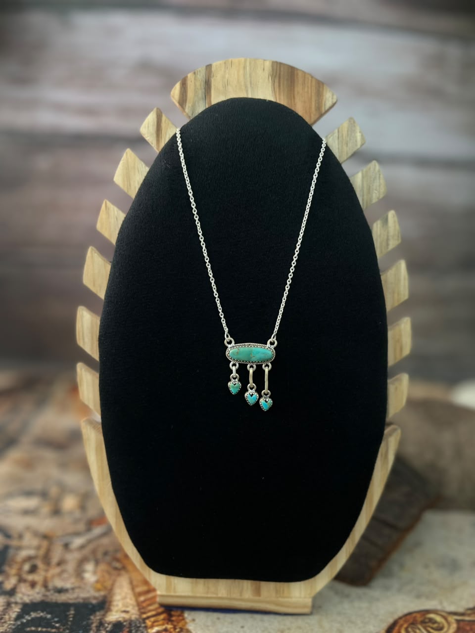 Handmade Sterling Silver Kingman Turquoise Necklace Signed Nizhoni