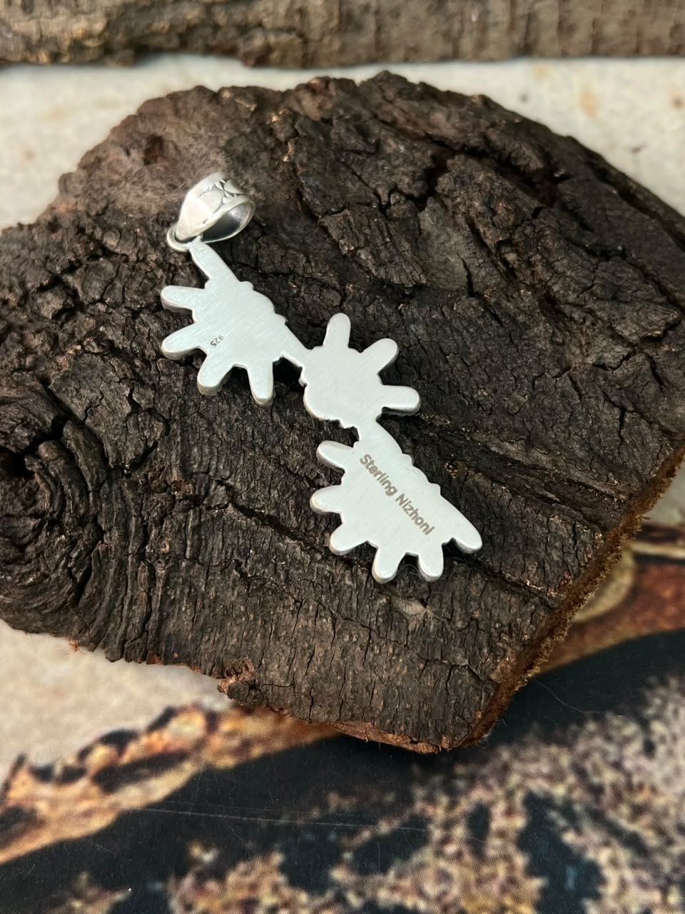 Handmade Sterling Silver Kingman Turquoise Pendant Signed Nizhoni