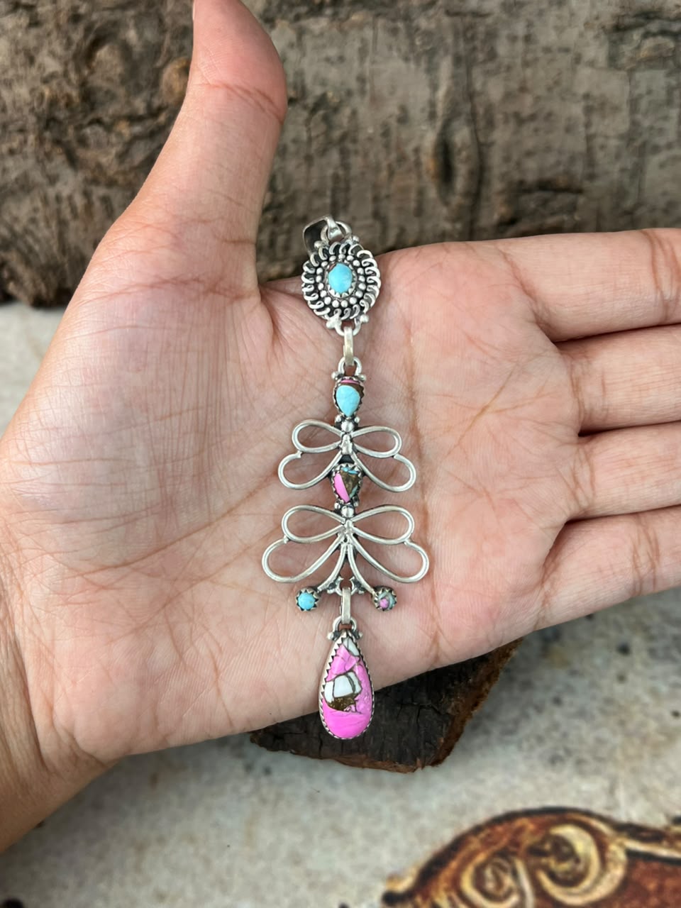 Handmade Sterling Silver Cotton Candy Pendant Signed Nizhoni