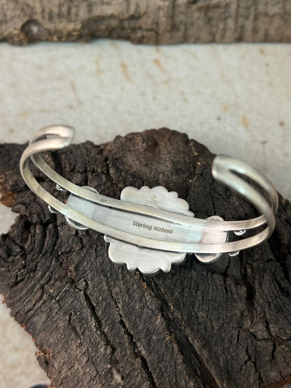 Handmade Sterling Silver Golden Hills with Palomino Turquoise Cuff Bracelet Signed Nizhoni
