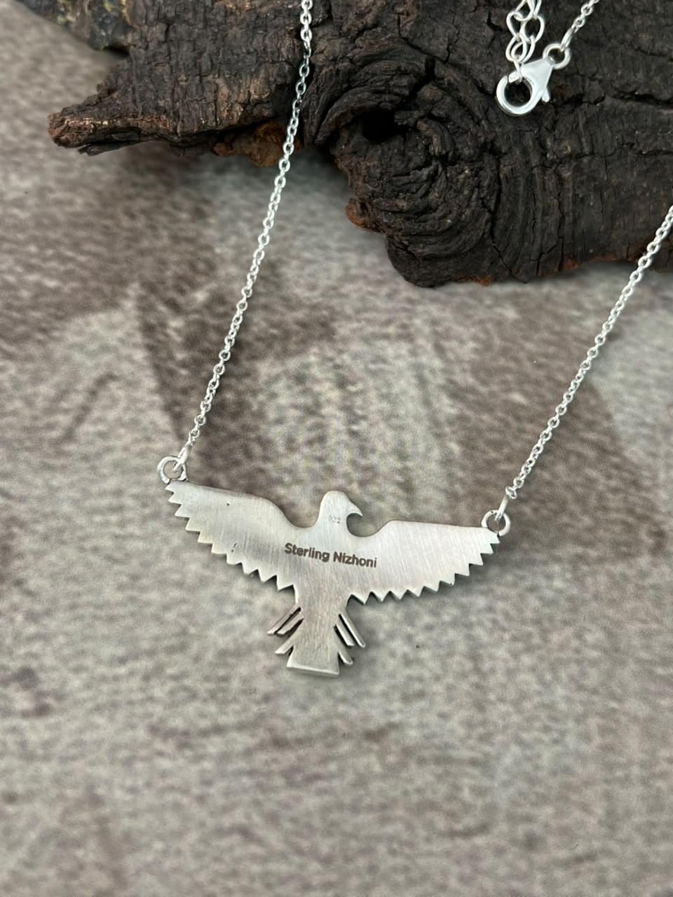 Handmade Sterling Silver Thunderbird Necklace Signed Nizhoni