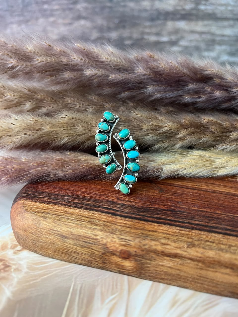 Handmade Sterling Silver Kingman Turquoise Adjustable Ring Signed Nizhoni (3)