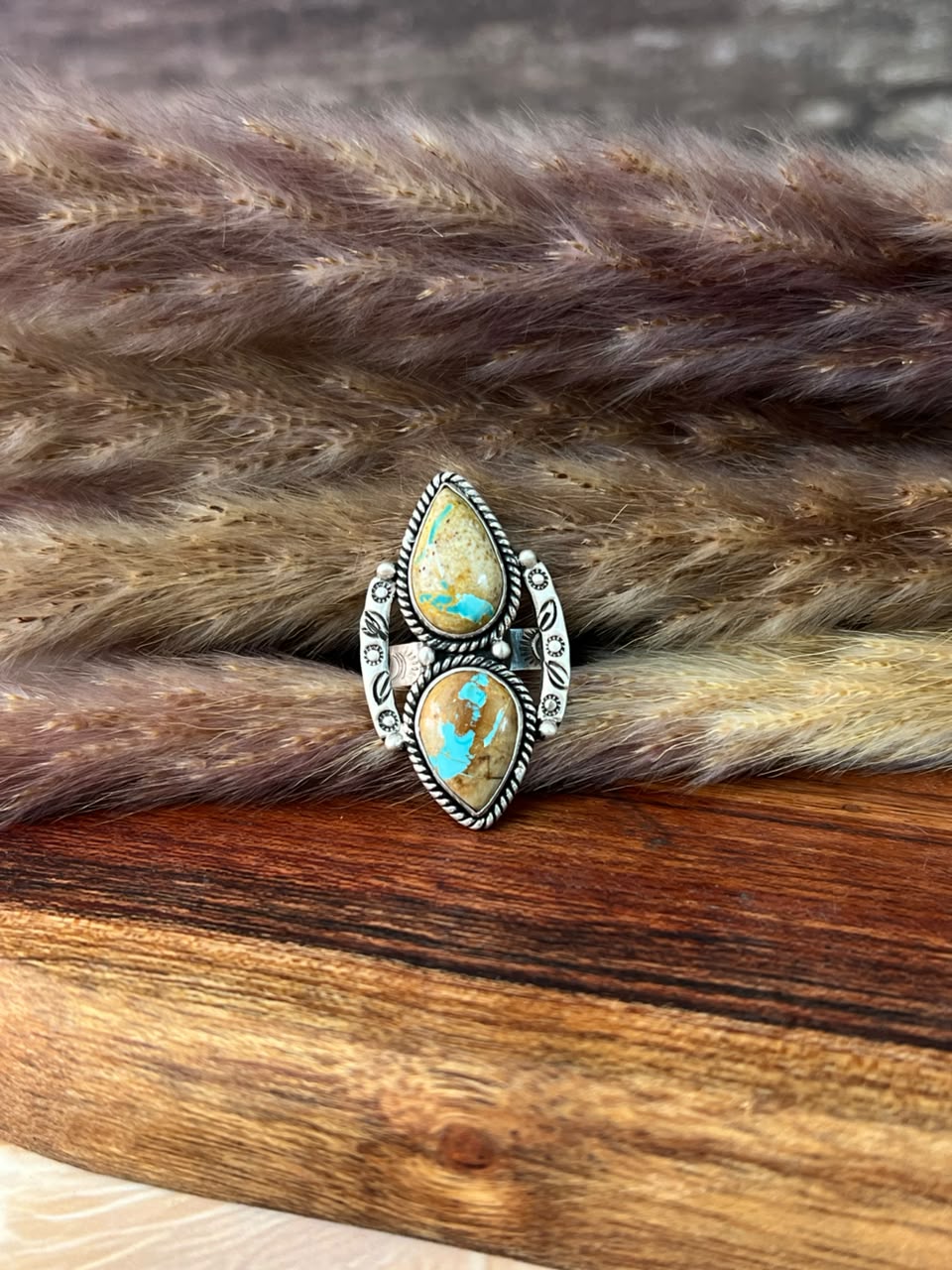 Handmade Sterling Silver Royston Turquoise Adjustable Ring Signed Nizhoni (5)