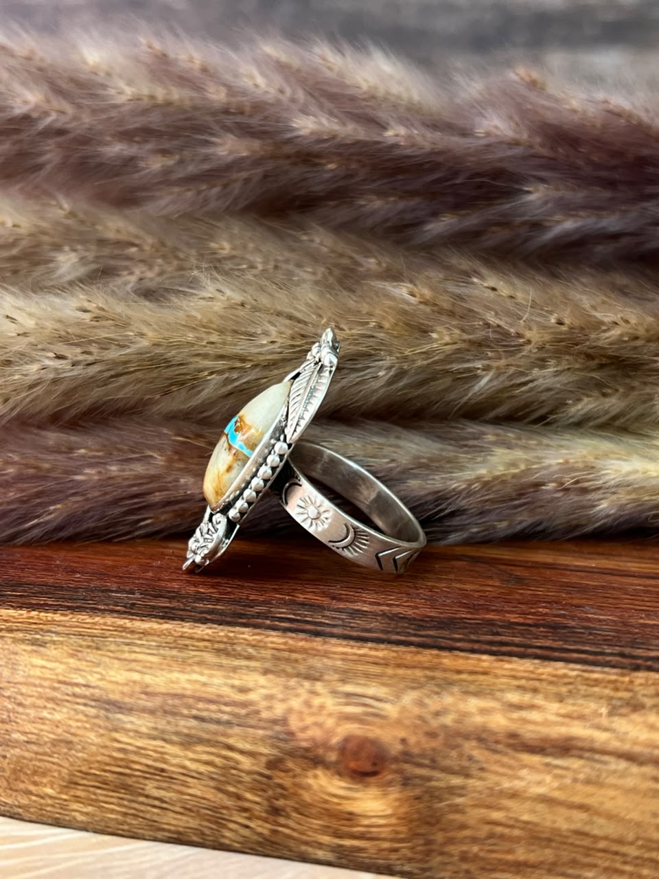 Handmade Sterling Silver Royston Turquoise Adjustable Ring Signed Nizhoni (9)