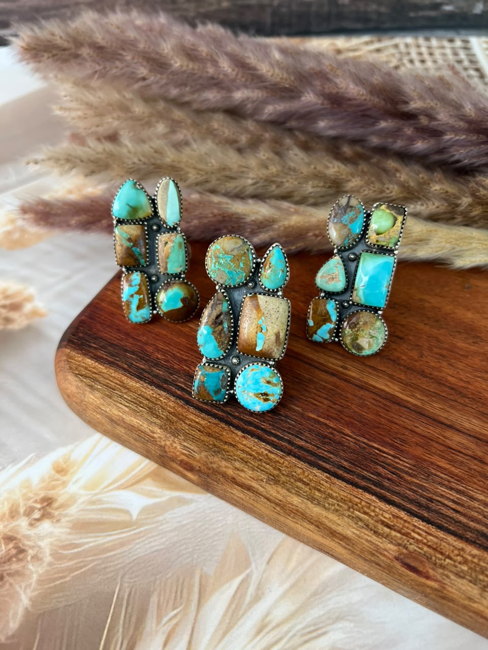 Handmade Sterling Silver Royston Turquoise Adjustable Ring Signed Nizhoni