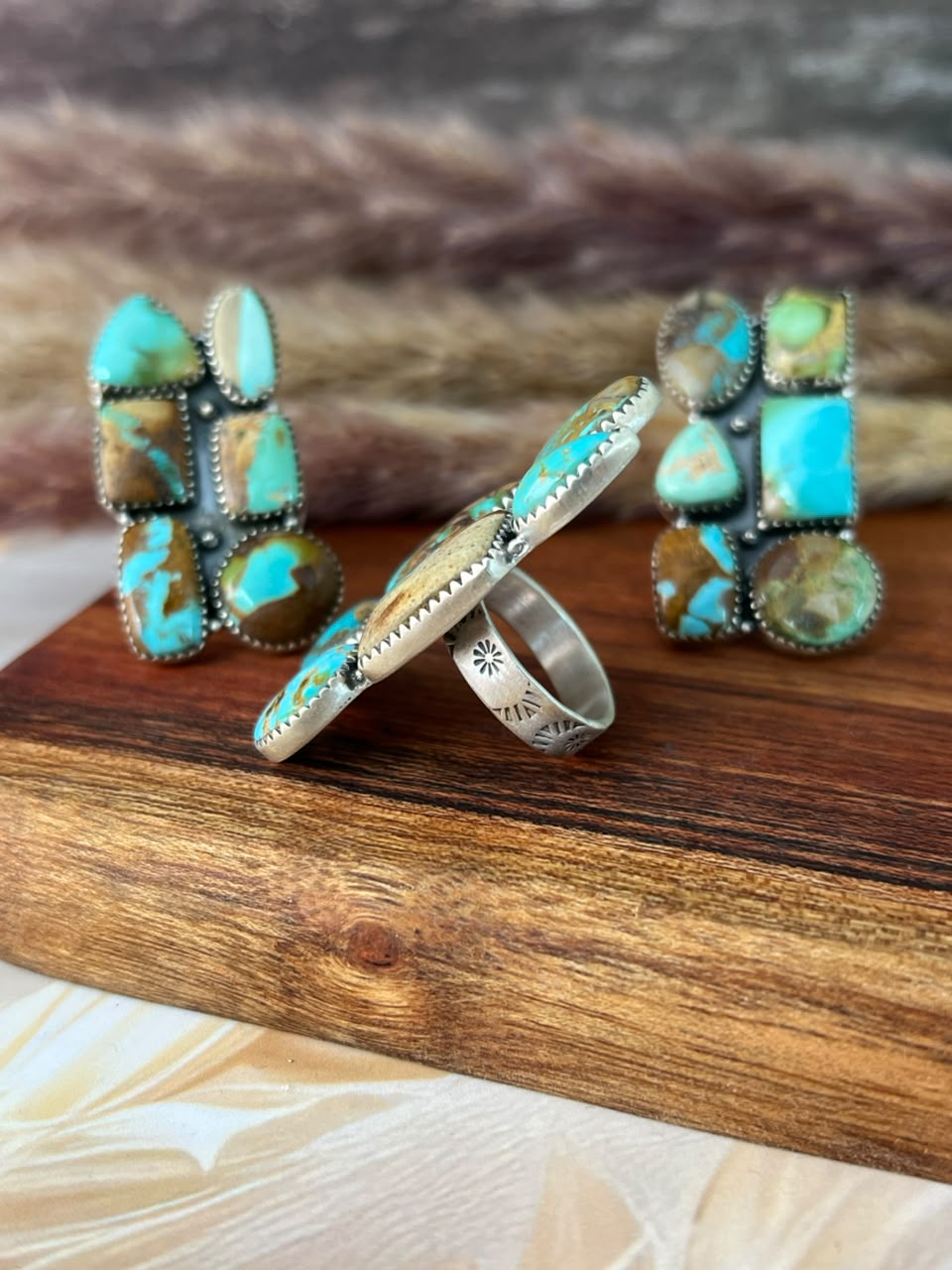 Handmade Sterling Silver Royston Turquoise Adjustable Ring Signed Nizhoni