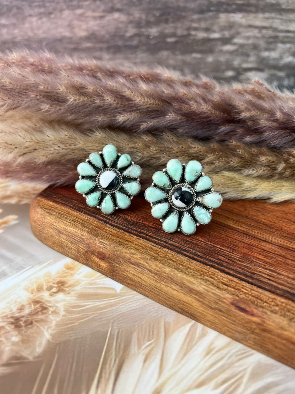 Handmade Sterling Silver Paloma Turquoise with White Buffalo Adjustable Ring Signed Nizhoni (6)