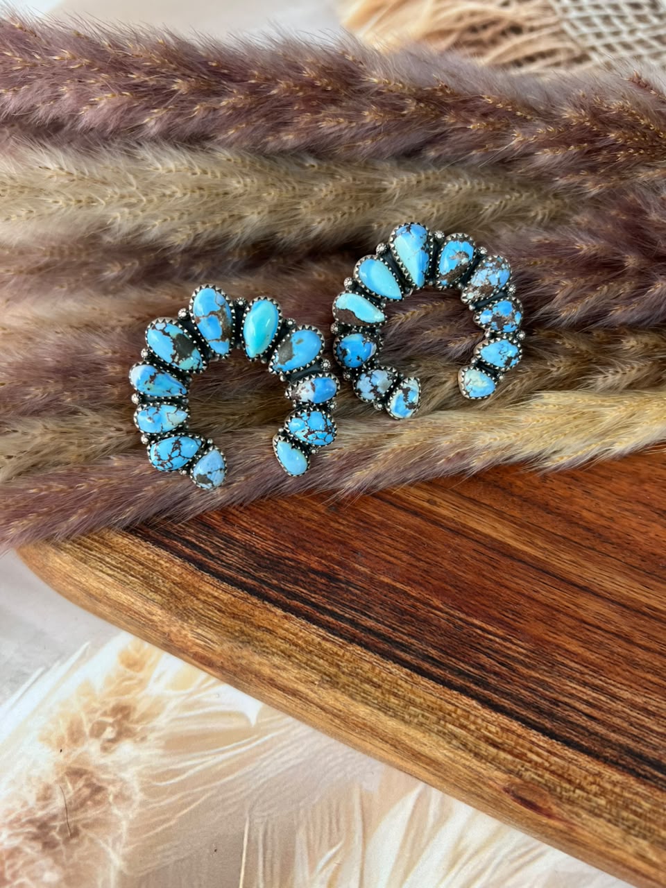 Handmade Sterling Silver Golden Hills Turquoise Naja Adjustable Ring Signed Nizhoni