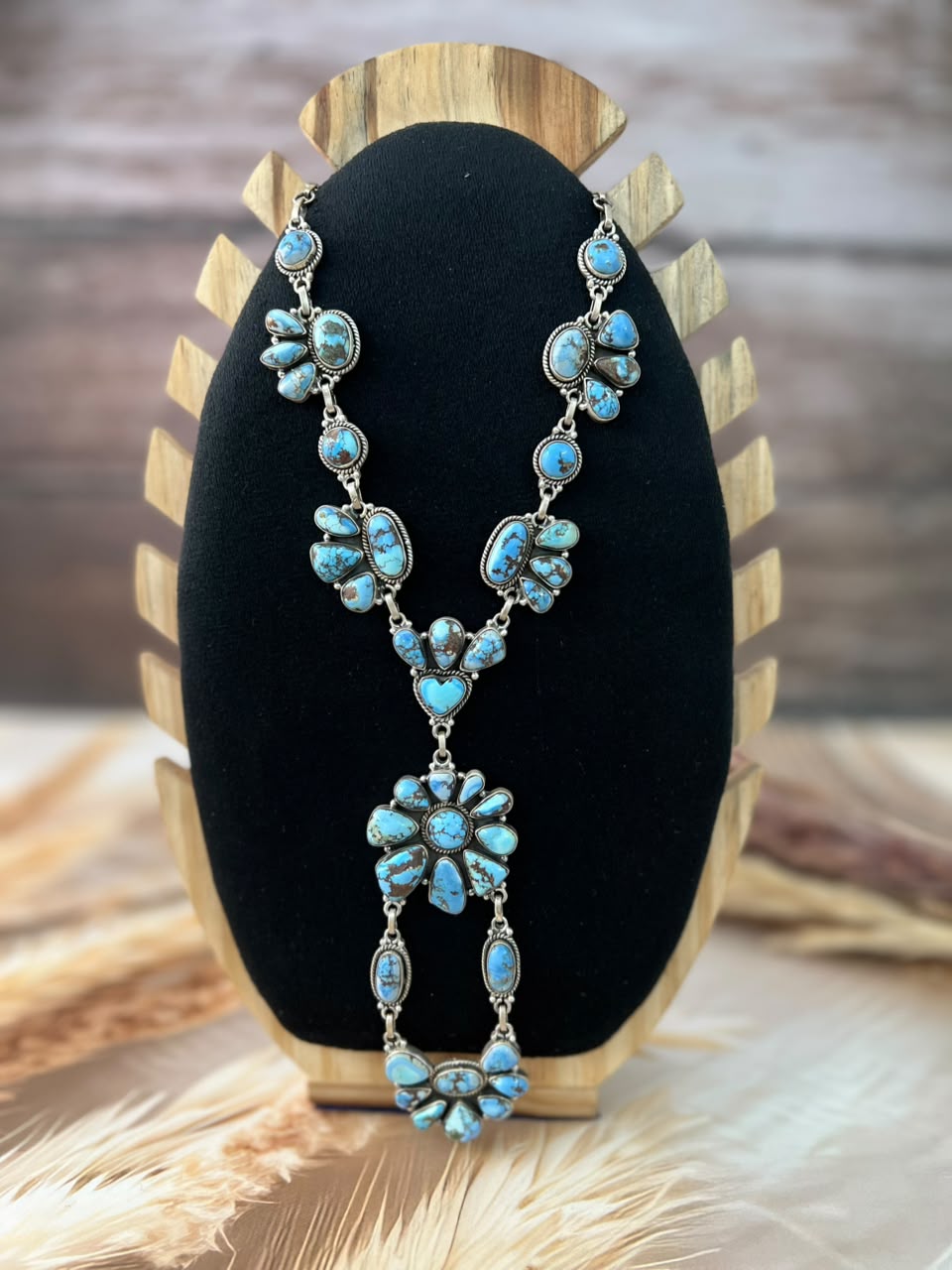 Handmade Sterling Silver Golden Hills Turquoise Necklace Signed Nizhoni