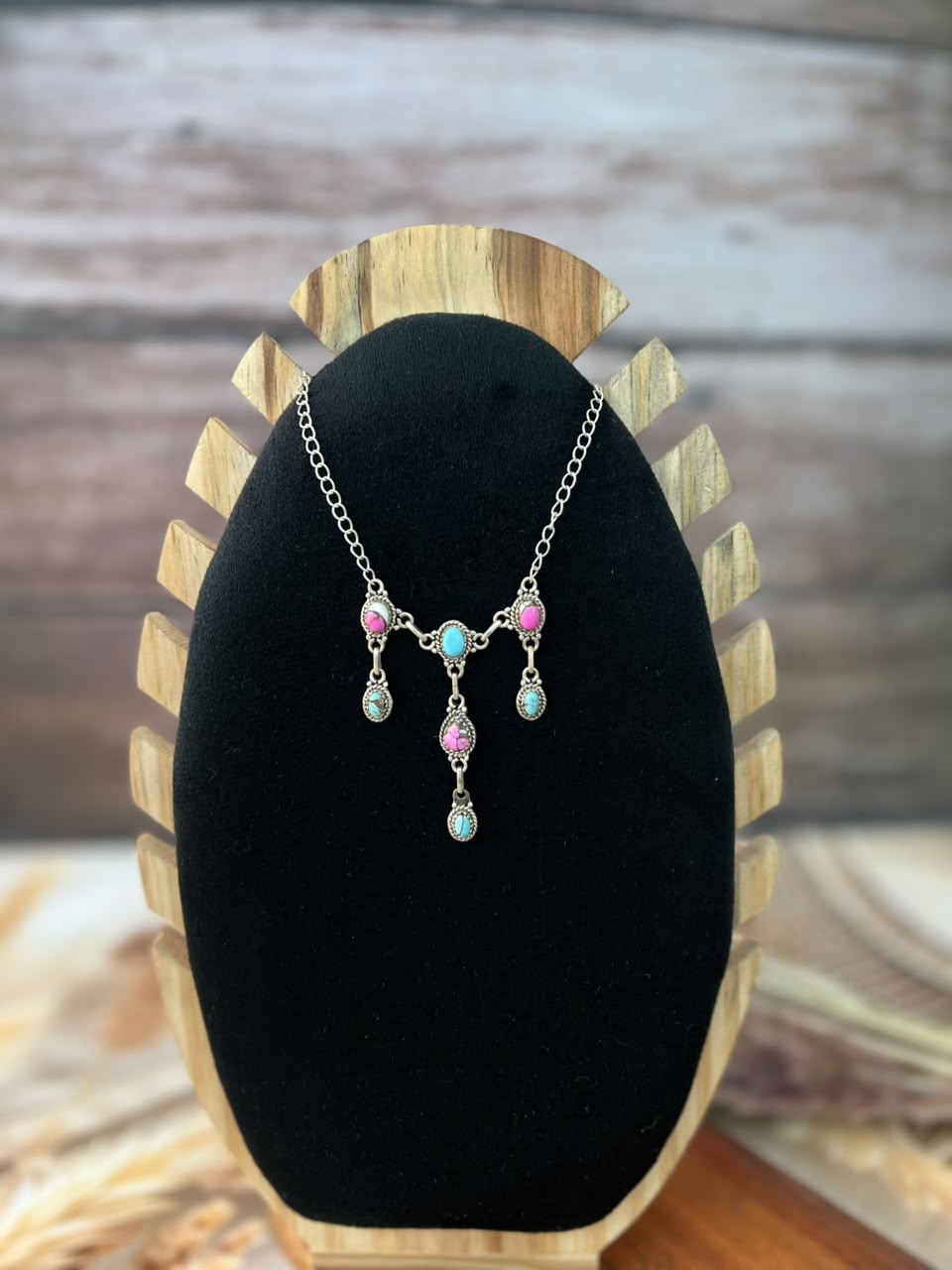 Handmade Sterling Silver Cotton Candy Necklace Signed Nizhoni