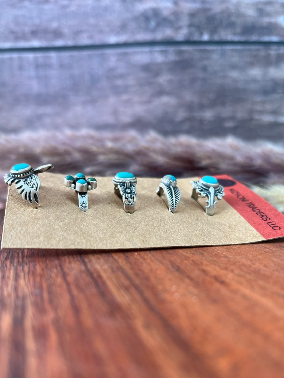 Handmade Sterling Silver Kingman Turquoise Adjustable Ring Card