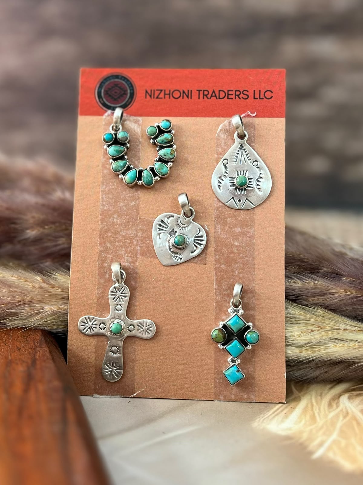 Handmade Sterling Silver Kingman Turquoise Pendant Card