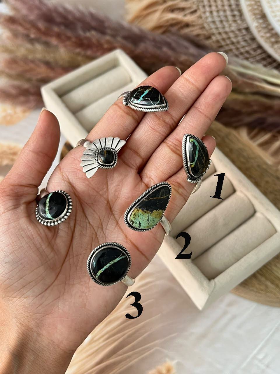 Handmade Sterling Silver Blackjack Turquoise Collection: Cuff Bracelet Signed Nizhoni