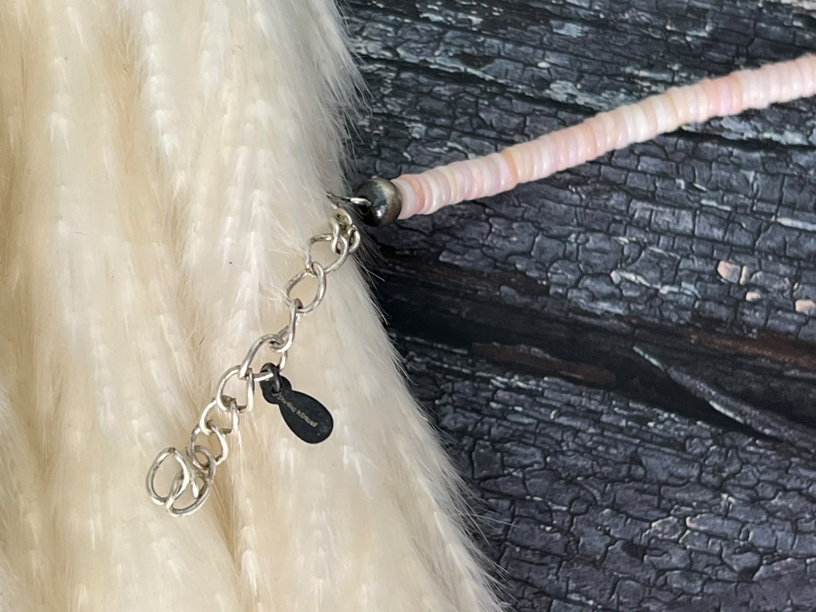 Handmade Sterling Silver Queen Pink Conch Collection: Beaded Layering Necklace Signed Nizhoni