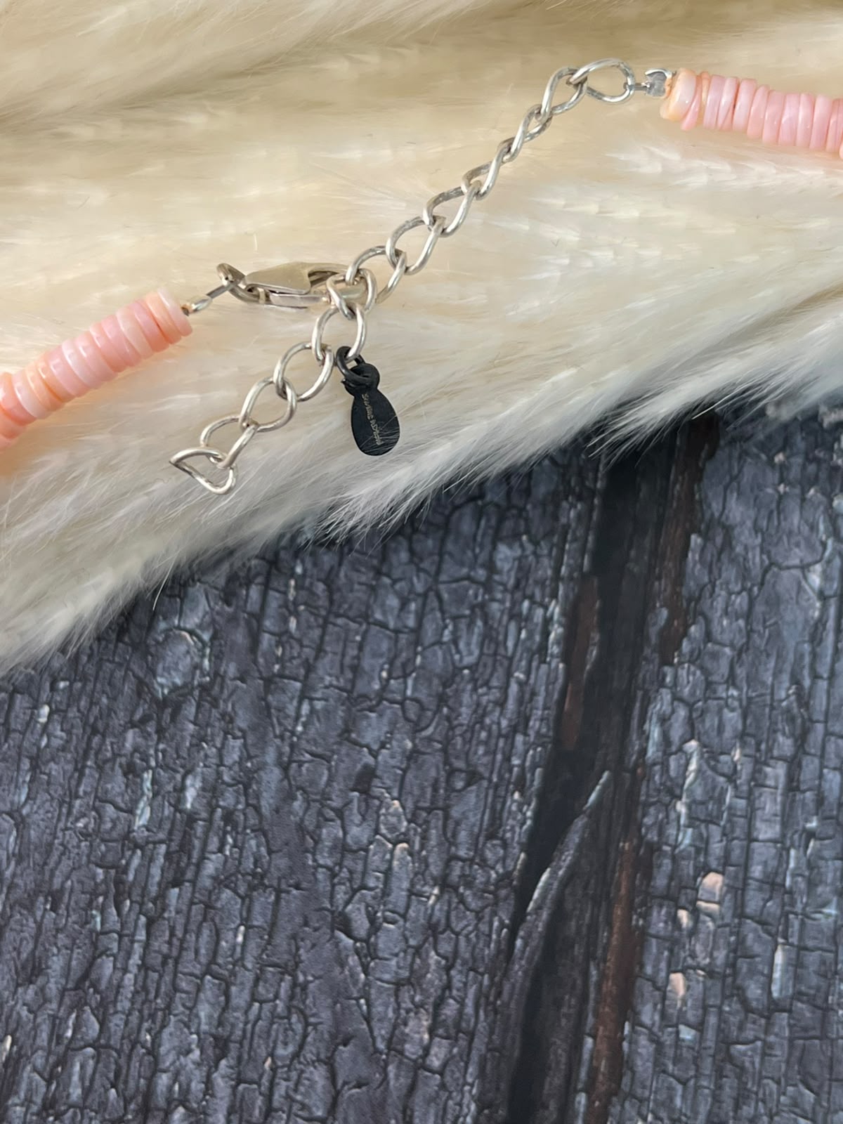Handmade Sterling Silver Queen Pink Conch Collection: Beaded Necklace Signed Nizhoni (6)