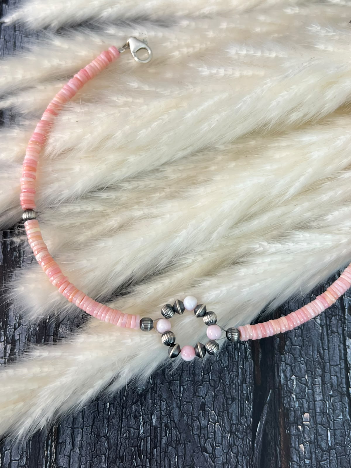 Handmade Sterling Silver Queen Pink Conch Collection: Beaded Hat Band